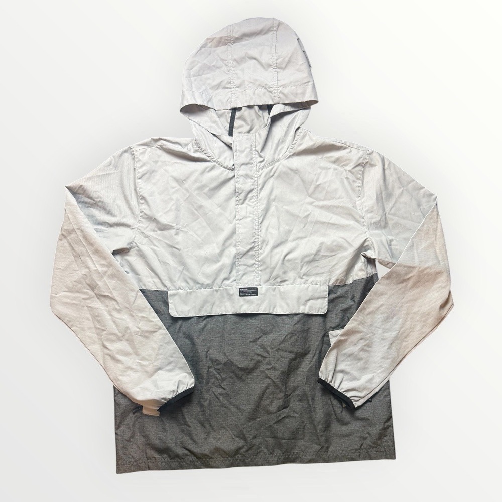 Rip Curl Mens Hooded Windbreaker Jacket Grey Colorblock Anorak Size Large